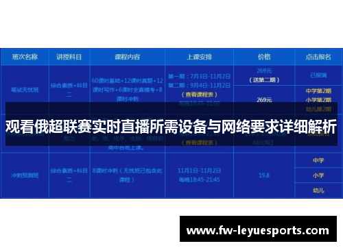 观看俄超联赛实时直播所需设备与网络要求详细解析